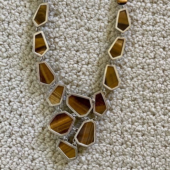 Ross-SimonTiger’s Eye statement necklace; sterling silver settings and clasp. - Picture 5 of 6